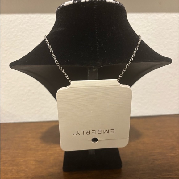 Emberly Elegant Silver Tone Necklace with Teardrop Blue Pendant - Picture 8 of 8